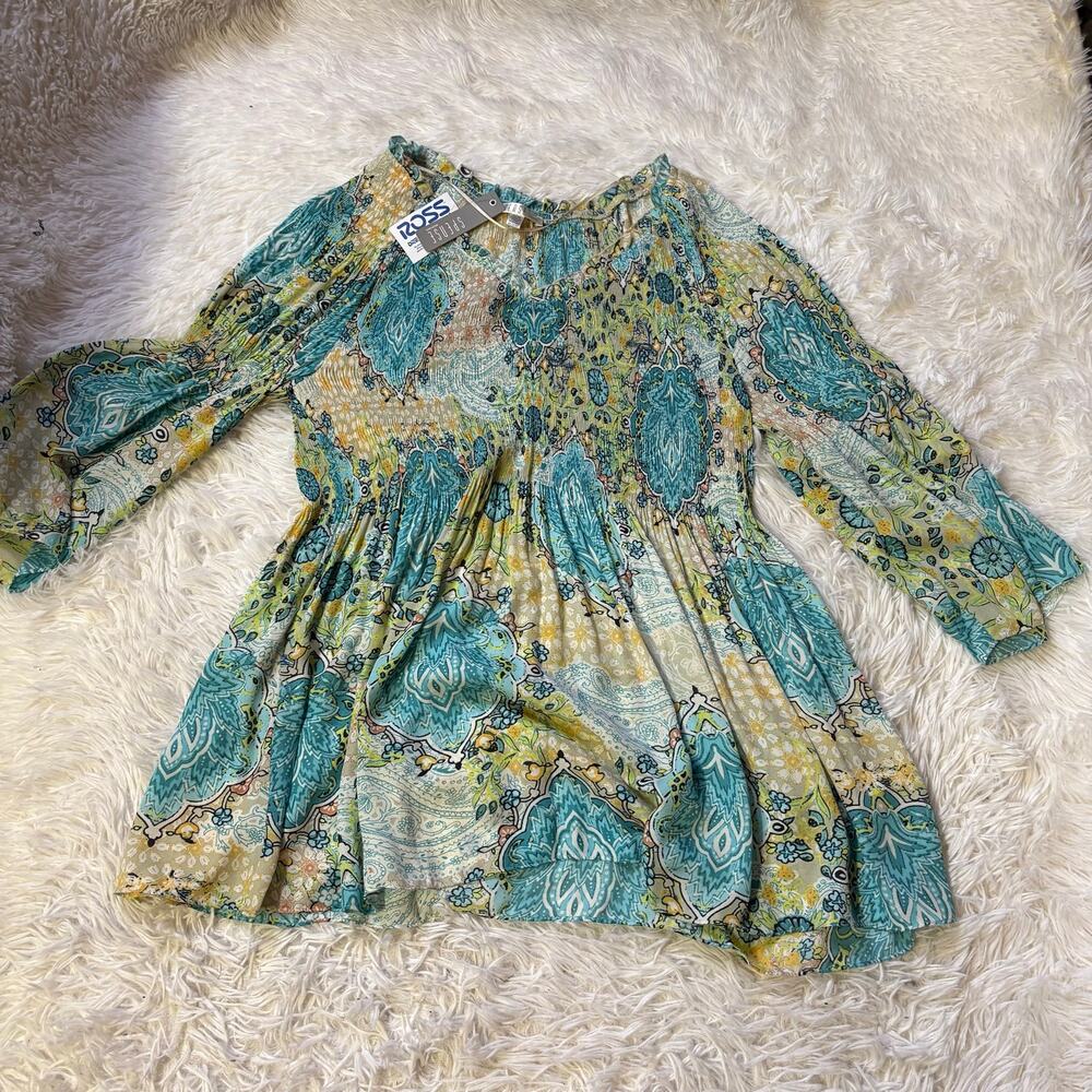 Spense woman blue Boho peasant dress XL